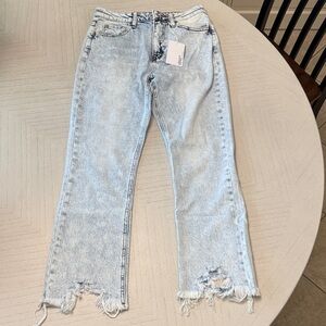 Light Blue Distressed Flare Jeans